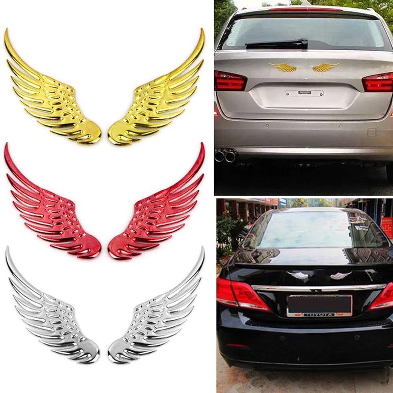 Cặp Nhãn Dán Xe Máy Ô Tô, Chất Liệu PVC 3D, Decal Can Đồ Họa Cánh Tự Làm Sáng Tạo, Bảo Vệ Chống Trầy Xước Trang Trí Thông Dụng, Có Màu Đỏ, Vàng Và Bạc, Phụ Kiện Xe Tùy Chỉnh 0