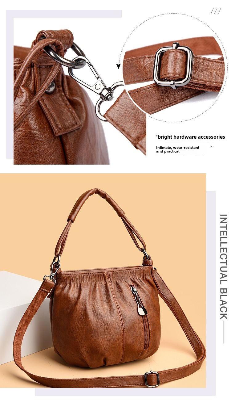 Authentic Leather Tactile Feel Small Bag Female Ladies New Bag Portable Shoulder Crossbody Bag Mother Bag Grandma Bag shoulder bag women's tote bags Sculpted for the Modern Woman