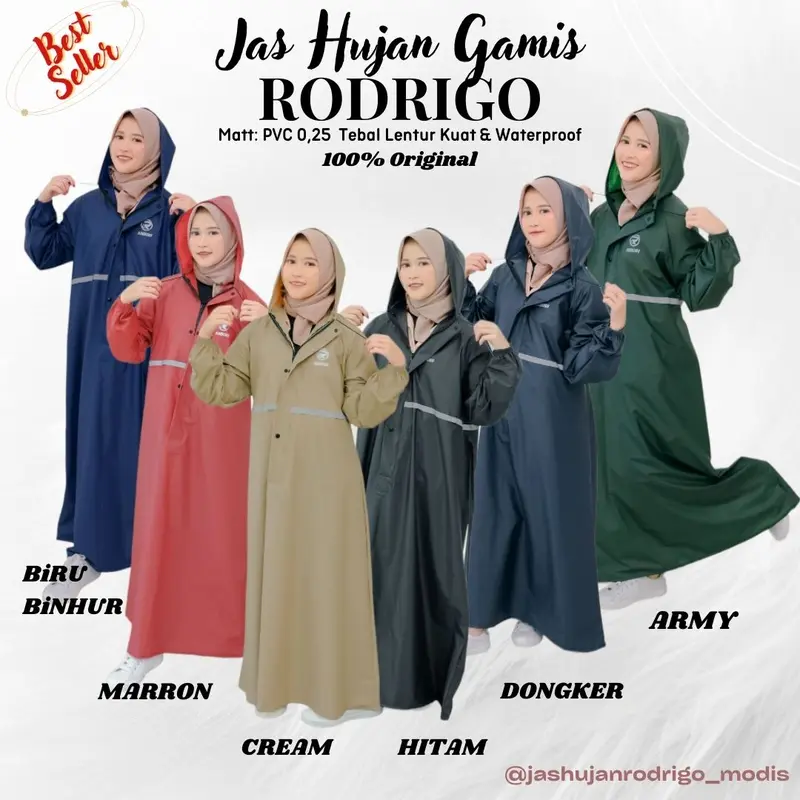 MANTOL JAS HUJAN GAMIS RODRIGO PREMIUM HIJABER JUMBO WATERPROOF TEBAL ELASTIS PVC 7