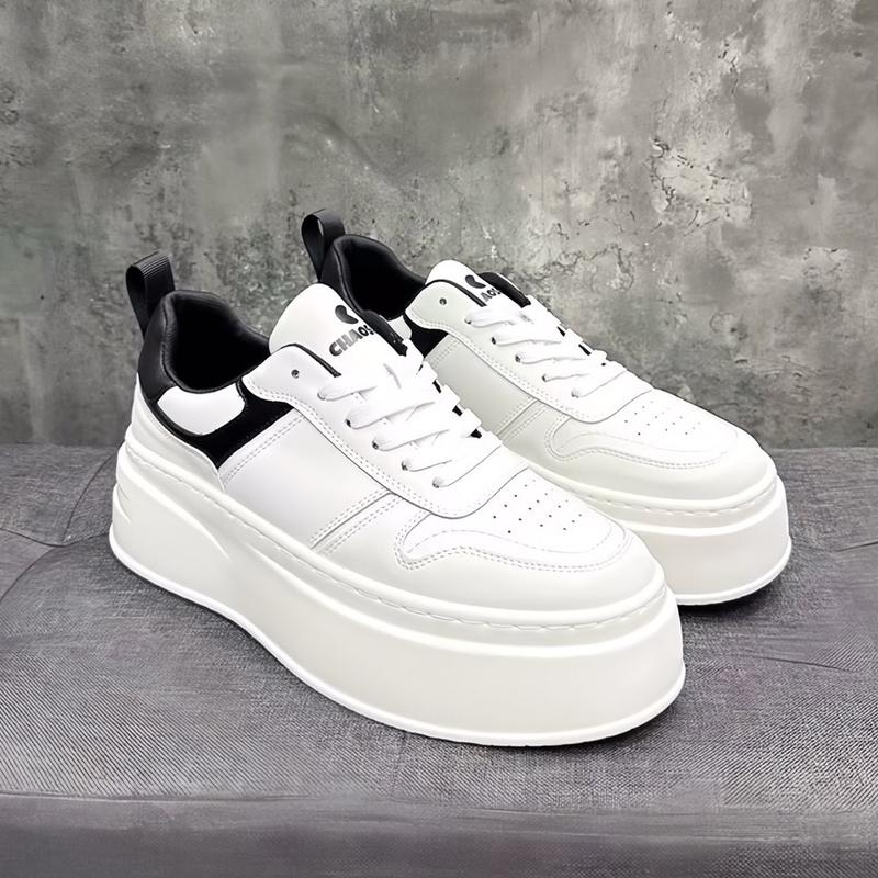 Ảnh tự chụp Giày thể thao nam nữ độn đế 6cm tôn dáng phối màu đẹp,giày sneaker trắng phối gót đen nam nữ full 36-43 Đế Bằng