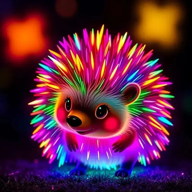 5D DIY Diamond Arts Colorful Painting Kit, 1 Set Glow in The Dark Hedgehog Design Diamond Arts Colorful Painting Kit, DIY Decorative Art Picture for Beginner 0