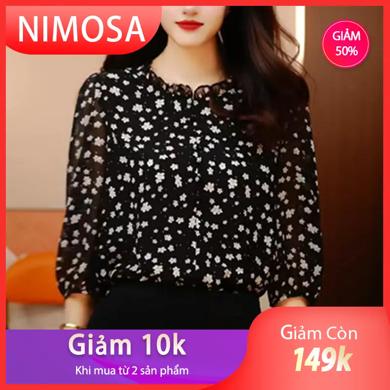 NIMOSA - Áo Sơ Mi Nữ Công Sở.Áo Kiểu Trung Niên Mẫu Tay Lửng Sang Trọng Lịch Sự U40 U50 Women Top