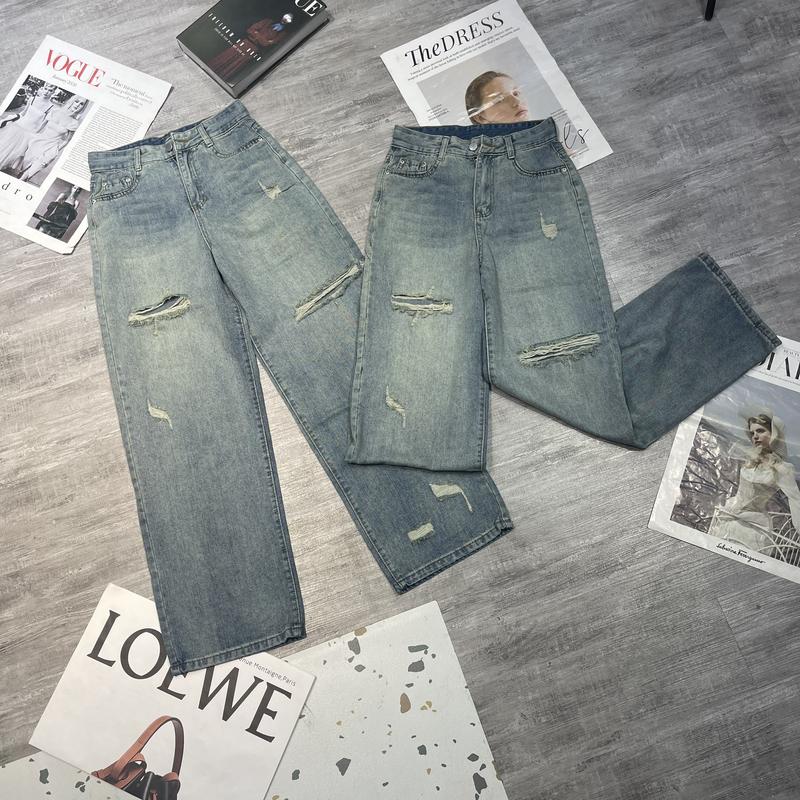 Quần bò xuông rách màu bẩn 6510 - Q6510 Menswear Jean