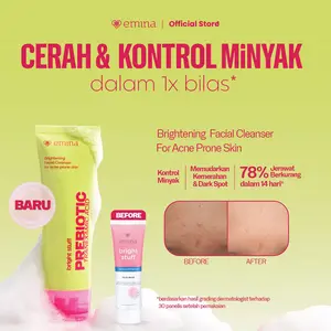 NEW! Emina Prebiotic Tranexamic Acid Brightening Face Wash for Acne Prone Skin 50ml 100ml - Sabun Muka kulit berjerawat dan sensitif, Perbaiki Skin Barrier, Mengontrol Minyak, Lembab Tanpa Ketarik, Cocok untuk semua jenis kulit
