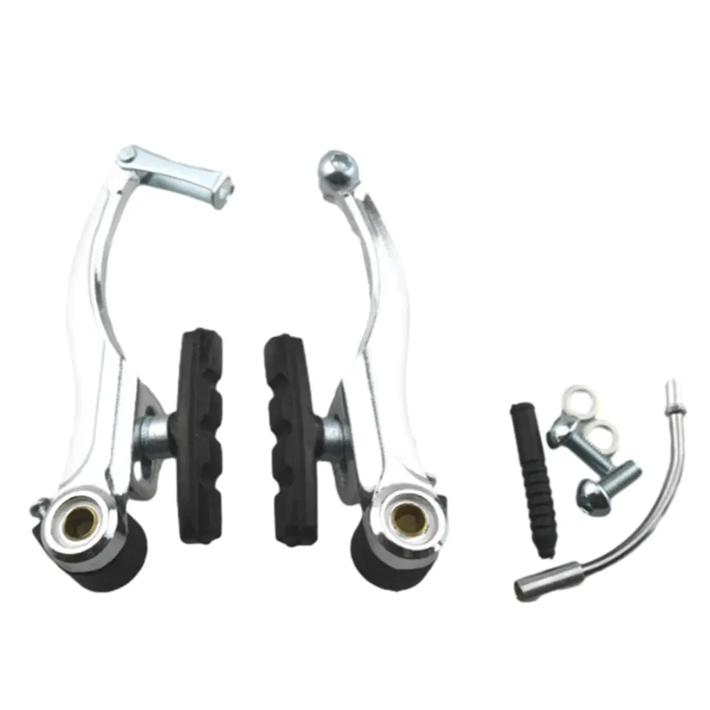 1 Pair Bike Brake Set Aluminum Alloys Bike Brake Levers V Brake Set Universal Front and Rear Brake Calipers Replacement