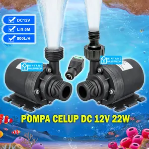 Pompa Air Celup DC 12V 22W 800L/H 5M Hidroponik Cuci Motor Mobil Aquarium Ikan Submersible Pump Brushless Elektrik Pendorong Mini Tekanan Tinggi Akuarium Serbaguna BZT