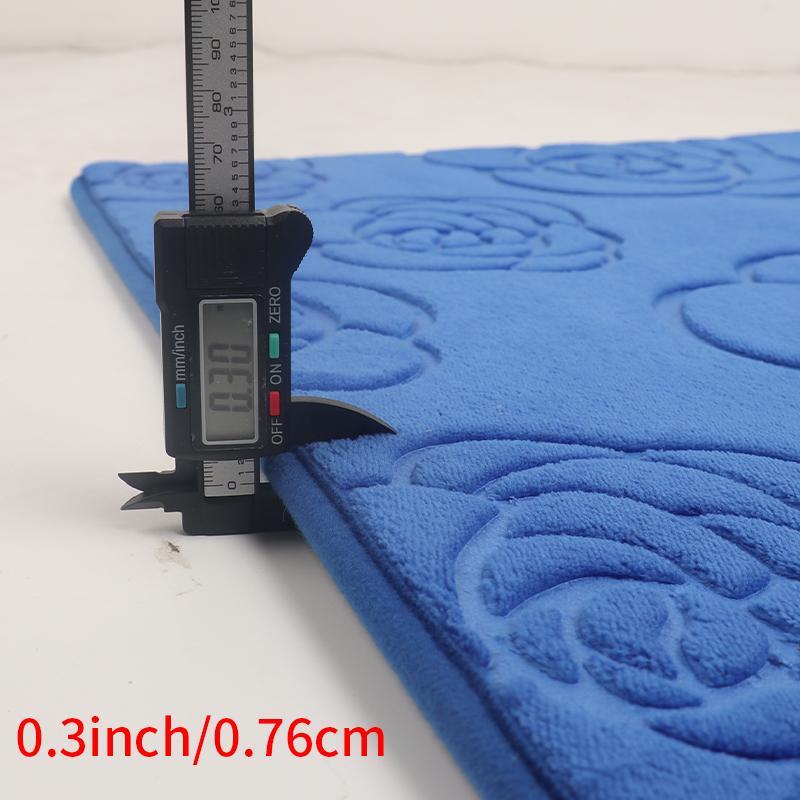 Rose Embossed Absorbent Bath Mat (1 Count), Washable Soft Anti-Slip Door Entrance Carpet, Household Mat for Indoor Living Room Bedroom Kitchen 6