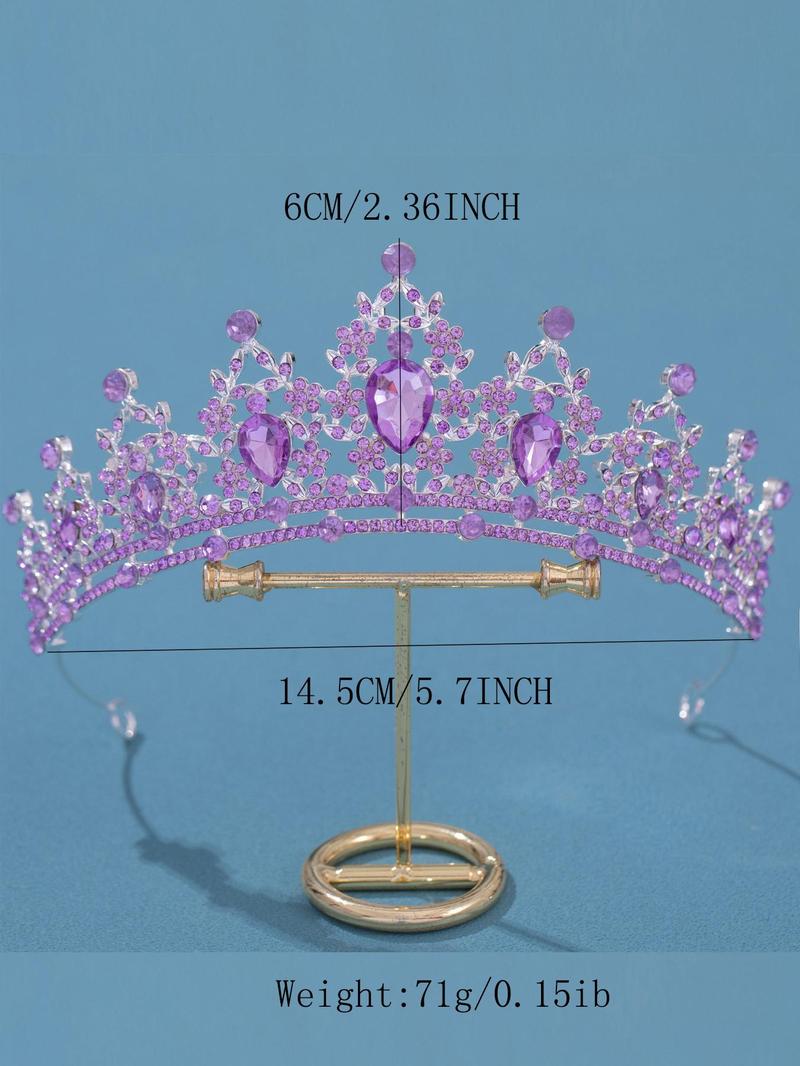 Product Introduction of Women's Elegant Rhinestone Decor Crown, Trendy Exquisite Headwear for Bride, Chic Gorgeous Hair Accessories for Wedding Party Decor 8