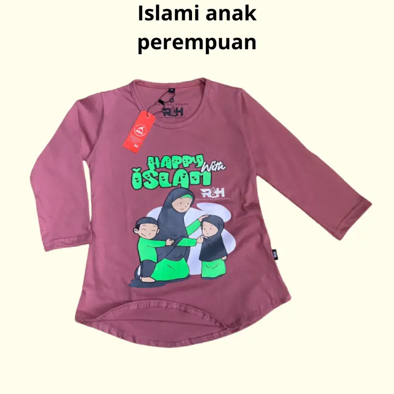 couple Baju anak Laki Laki dan Kaos Anak Perempuan Lengan panjang 3/4 Bahan Katun cocok untuk seragam sekolah Mengaji dan Bermain Laki-Laki Pendek Pasangan Keluarga Sarimbit 2