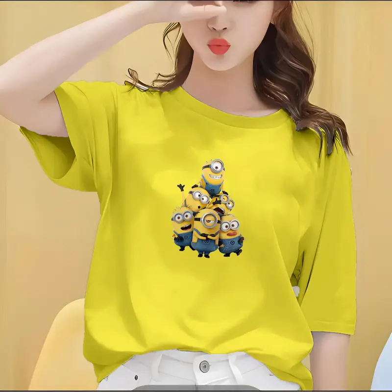 Kaos Oblong Wanita Lengan Pendek Motif Minion Grup 5
