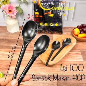 [Isi100] Sendok Makan Hitam HCP Murah Ekonomis Plastik Kuat Tebal Lentur