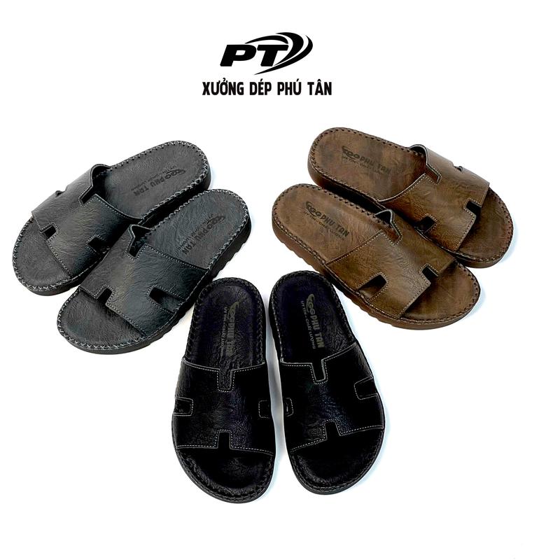 PT Dép H Nam Da Chống Nhăn Cao Cấp Đế Bám Đường Bền Bỉ Da 2 Lớp Không Bong Tróc Mềm Chân Khâu Chỉ Toàn Bộ Slipper DéP Nhung Sandal Quai Ngang