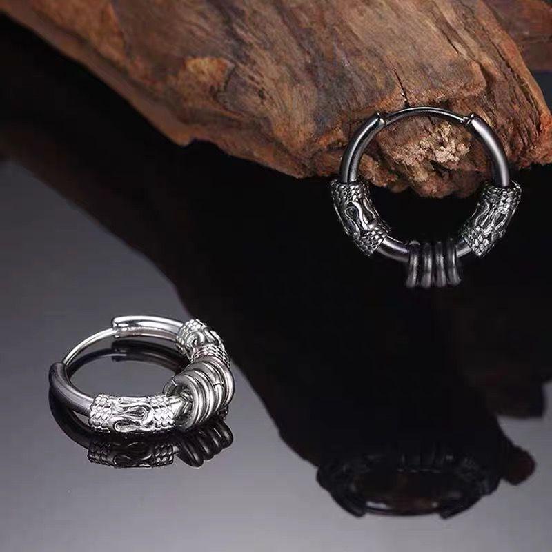 Bông Tai Punk Rock, Dành Cho Nam Và Nữ, Thép Không Gỉ Không Gây Dị Ứng, Vàng 18K, Đen, Bạc Sterling S925 Bông Tai Rồng / Khủng Long Cá Tính 2