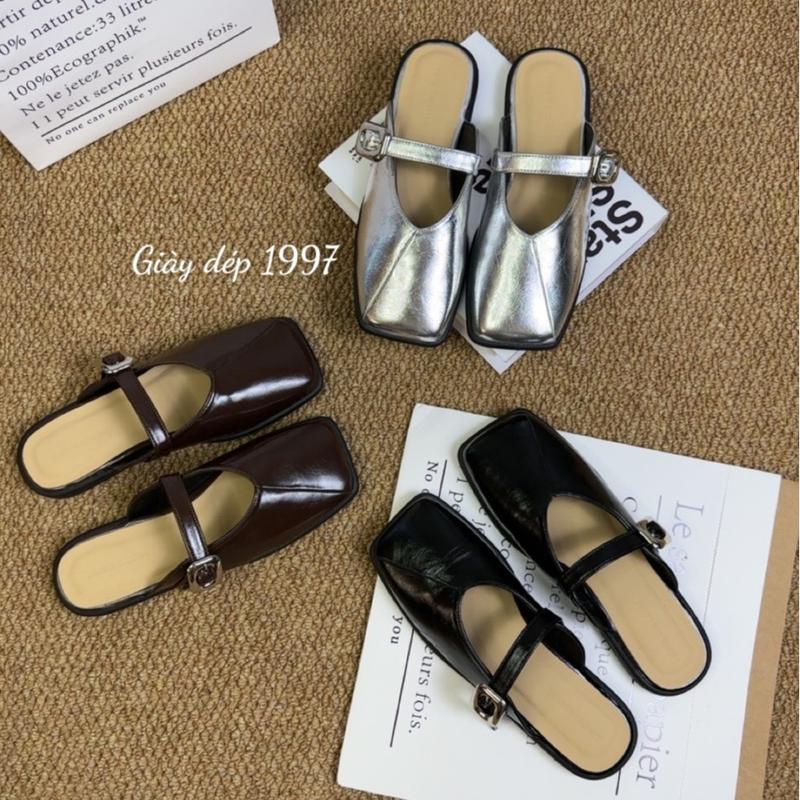 Sục bệt nữ mũi vuông đường chỉ chéo phối khuy (FORM 1.5 lùi 1 size ạ) hàng cao cấp full hộp Shoes mã TA38