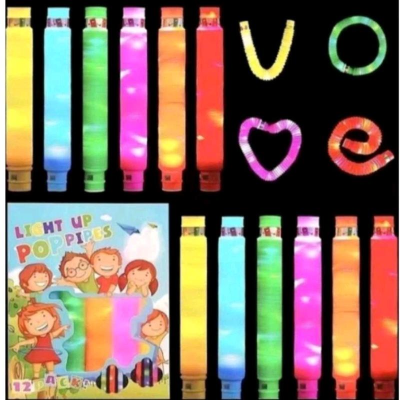 Mainan LED POP FIDGET TUBES SENSORY TOYS/Mainan anak Murah Lampu LED bisa Kreasikan bentuk apa ajah/Mainan anak Lampu warna warni Selang Pipa Light Up Pop Pipes Toys 4