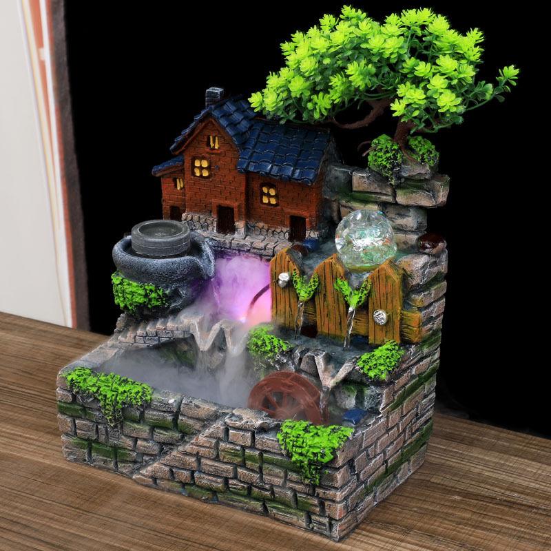 (TẶNG KÈM NGƯ ÔNG) Thác Nước Phong Thuỷ Tiểu Cảnh Non Bộ để bàn nhà xanh 53