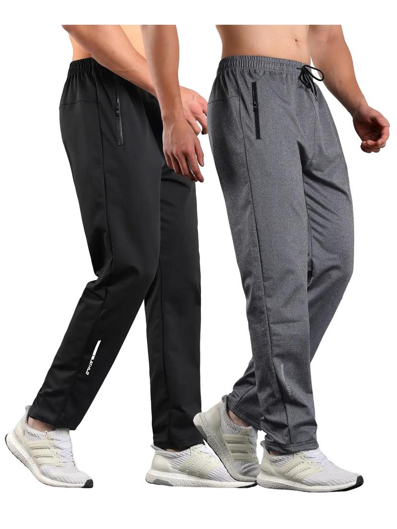 Product Introduction of Men's Solid Drawstring Waist Pants, Casual Comfy Regular Fit Pocket Zipper Trousers for Spring & Fall, Men's Bottoms for Daily Wear 3