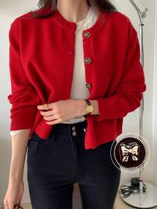 Women's Solid Color Button Crop Cardigan, Casual Long Sleeveknitwear for Daily Wear, Ladies Knitting Clothes for Fall & Winter, Tops, Womenswear