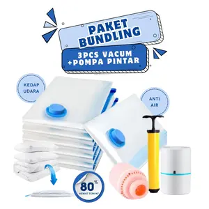 Set Bundling Vacum Traveling Isi 3 + Pompa Vacum Pintar / Vacum Plastik Korea