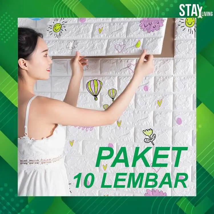Paket 10 Lembar Wallpaper Dinding Foam 3D Motif Gambar Anak Lucu / Stiker Dinding Walpaper Dekorasi Kamar Anak Lucu 0