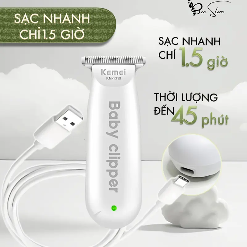 [ BH 12 THÁNG] TÔNG ĐƠ CẮT TÓC TRẺ EM, TÔNG ĐƠ, TĂNG ĐƠ CHO TRẺ SƠ SINH Cho Bé Voi toner cắt tóc  cho bé tong  doc tông  đơ không tiếng 5