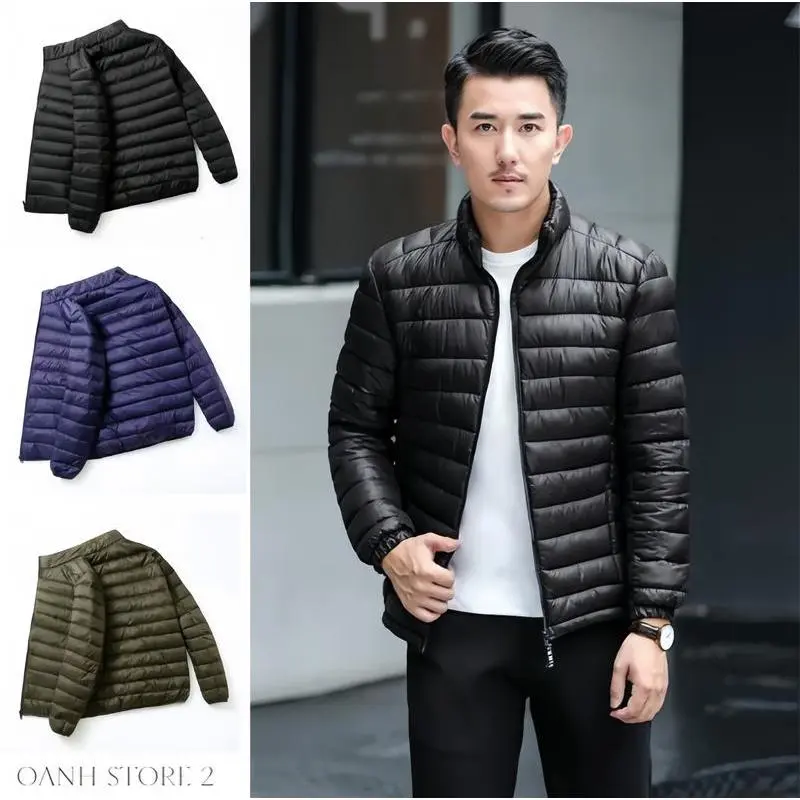 Áo phao nam lông vũ chần bông siêu nhẹ , 3 lớp dày dặn chống gió, chống nước, áo khoác giá siêu nhẹ mùa đông ngoài trời, LYLY XU