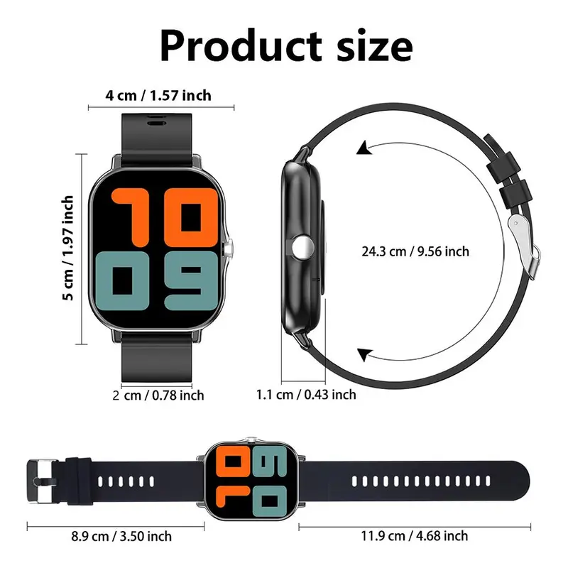 SIMSONLAB 1.83 Inch HD Multifunctional Smartwatch, Fashionable Digital Watch with Heart Rate Monitoring & Sleep Tracking, Sports Tracking Smartwatch with BT Calling & Weather Checking for Android and iOS, Wearable 1