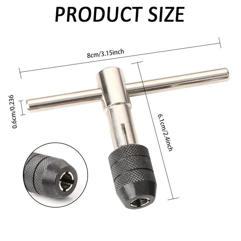 Portable T Tap Wrench Set (6 Counts/set), Tap Drill Tapping Threading Tool, Screwdriver Hand Tool 1