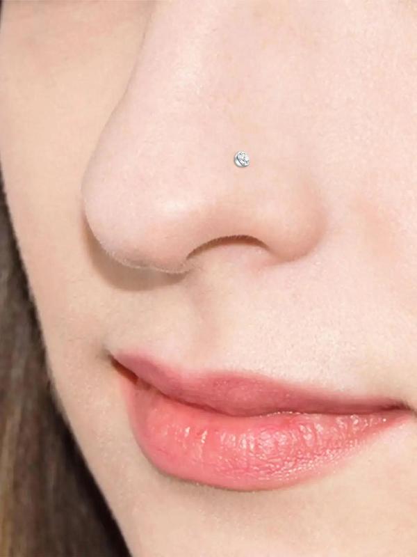 Elegant Rhinestone Decorated Nose Studs, 18pcs Stainless Steel Nose Rings, Nose Piercing Jewelry for Women and Men, Body Jewelry for Summer Party 7