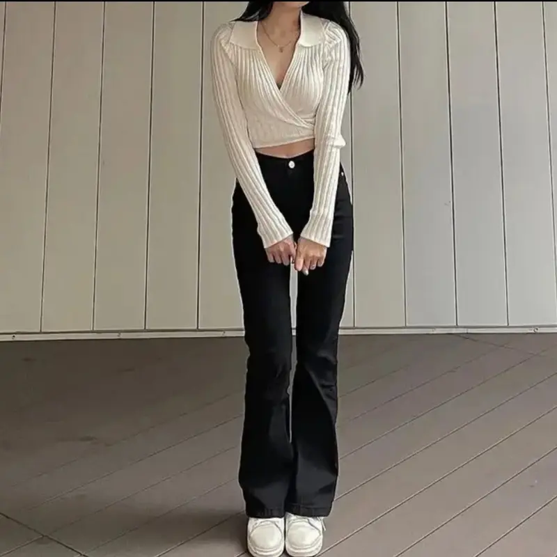 Cutbray Jeans Strecy Slim-fitting Grey Highwaist Low Waist Model Era 90 Panjang 102cm Polos Celana Wanita Denim Cewek 6