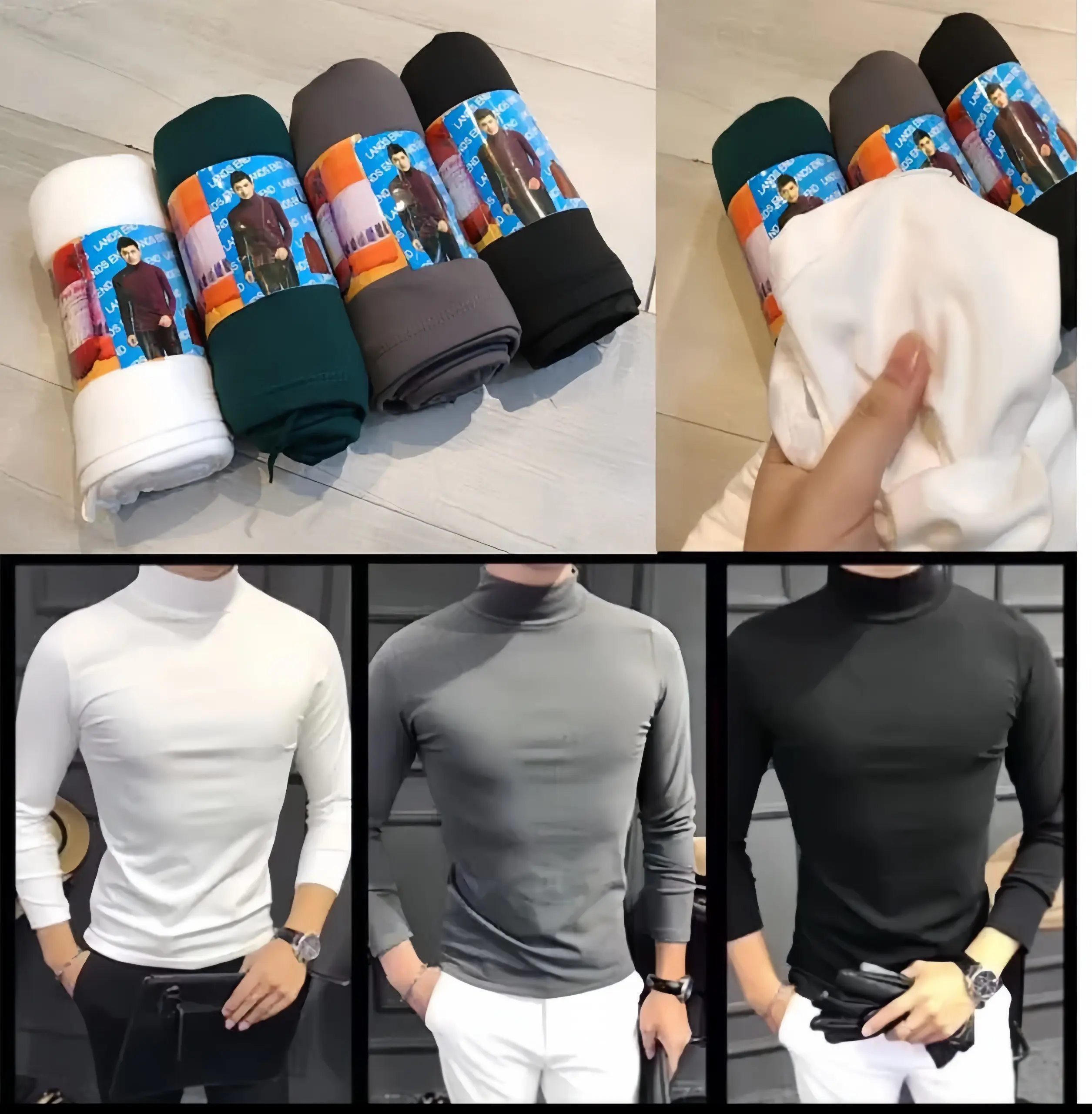 Áo Giữ Nhiệt Nam Áo Thun Lót Nỉ Nam Dài Tay Cổ Cao Giữ Ấm Thể Thao Cho Bạn NAM Cao Cấp Cotton Menswear