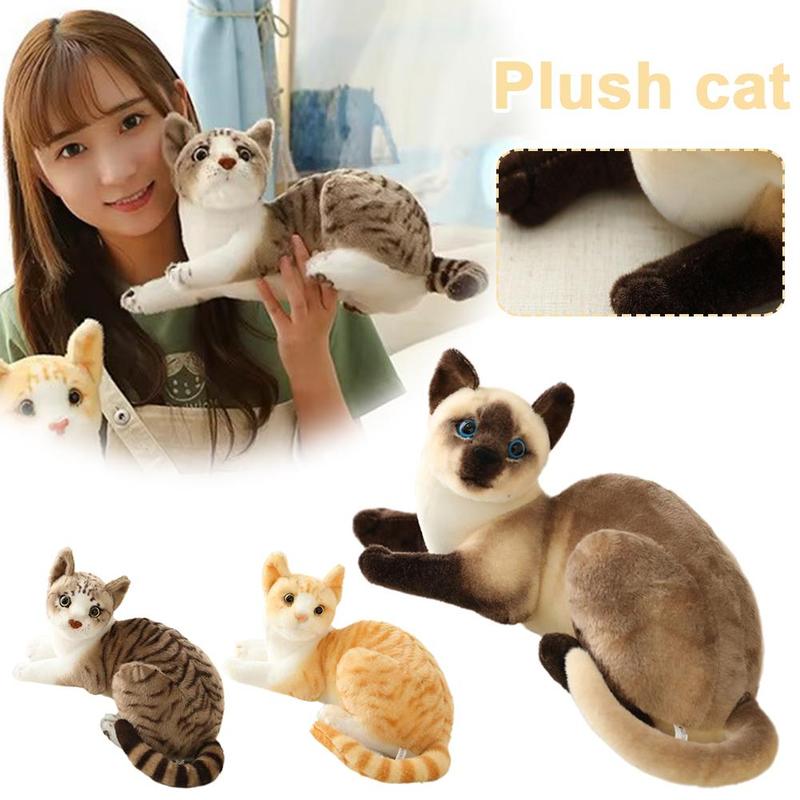 Product Introduction of Simulation Cat Plush Toy Simulation Cat Realistic Short Plush Doll Doll Cat F8F6 18