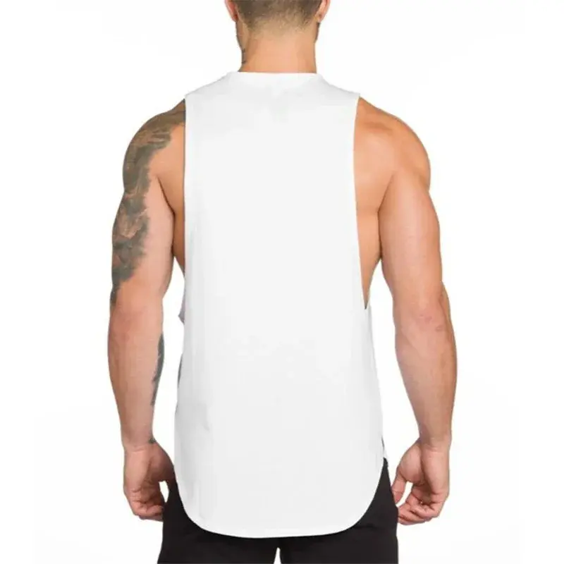 Blank Running Vests Mens Gym Clothing Bodybuilding Stringer Tank Tops Summer Cotton Cut Off Fitness Muscle Guys Sleeveless Shirt 2