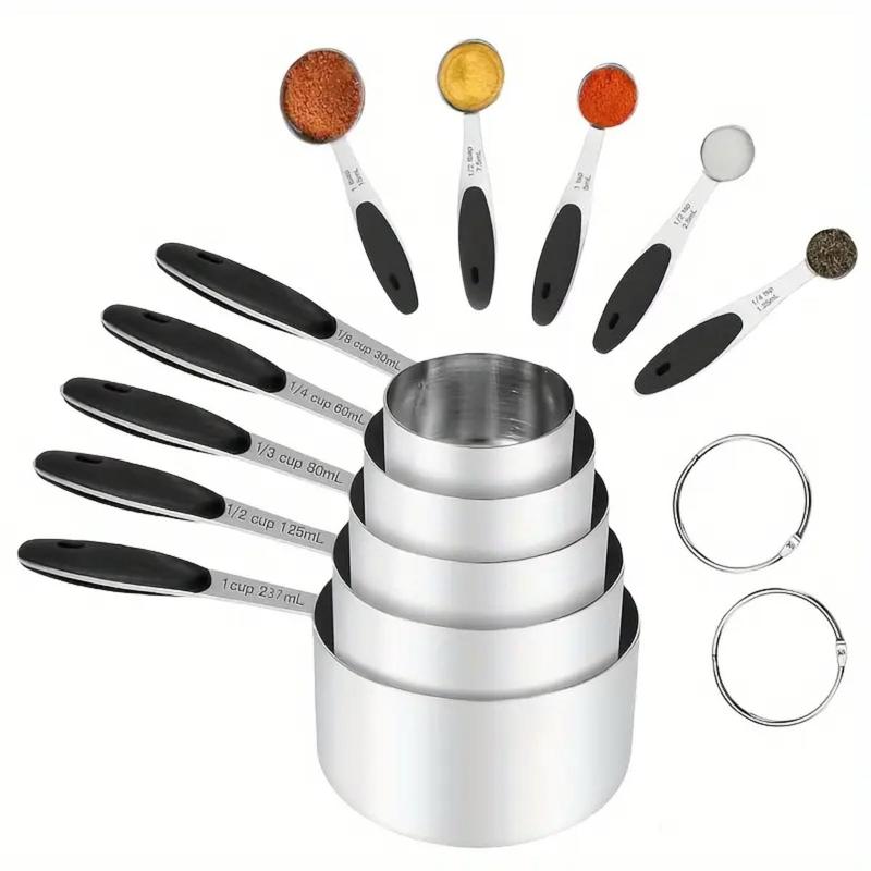 Product Introduction of Stainless Steel Measuring Cup & Spoon Set, 10pcs/set Including Spoons & Canister, Durable Kitchen Measuring Utensils for Baking & Cooking 7