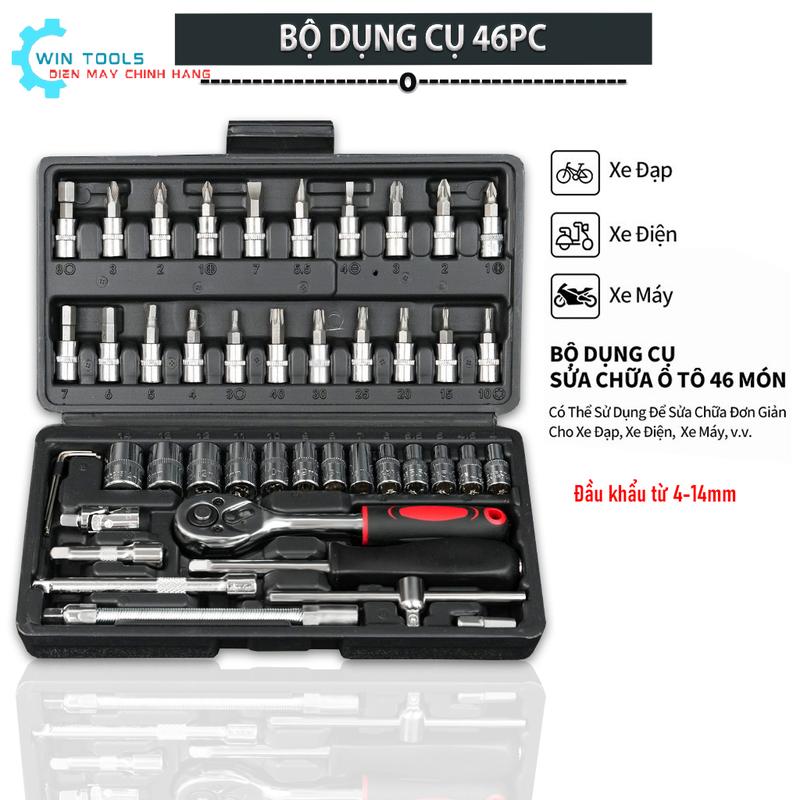 Bộ dụng cụ mở bu lông ốc vít bộ dụng cụ sửa chữa ô tô xe máy bộ dụng cụ đa năng 46 chi tiết cầm tay cao cấp