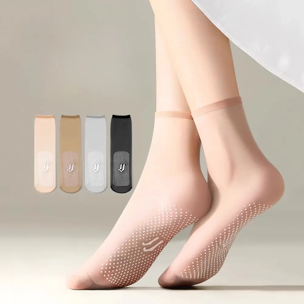 Women Korean Dispensing Non-slip Short Silk Stockings Invisible Transparent Short Stockings Anti-hook Silk Foot Massage Socks