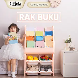 Angola Shop Rak Buku Anak Model Bebek 4 Tingkat C01/C02 Tempat Penyimpanan Buku dan Laci Mainan Anak lemari / Rak Penyimpanan Mainan dan Makanan Ringan Anak
