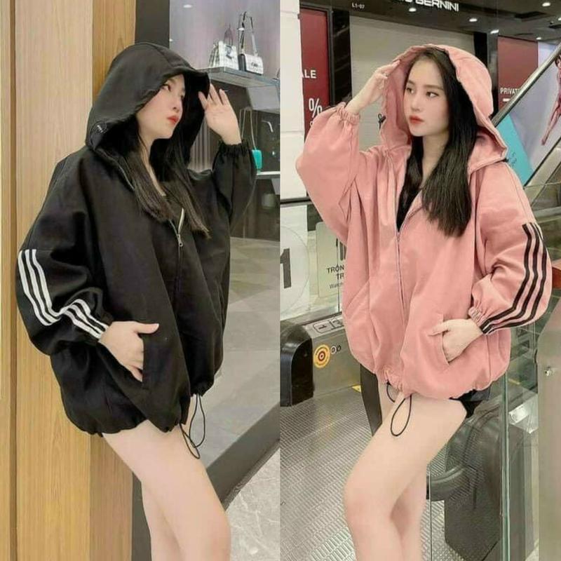 Áo Khoác nữ Chất da lộn vải 2 lớp dày dặn chất vải mịn form rộng phối 3 SỌC TAY (có ảnh thật) Nữ Top