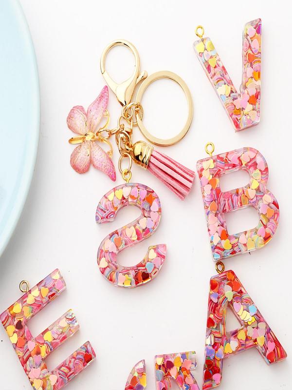 Cute Colorful Letter Keychain with Butterfly & Tassel Design, Casual Trendy Keychain for Women & Men, Basic Keychain for Purse Bag Backpack Decor for Daily Use 0