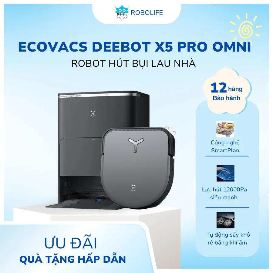 Ecovacs Robot hút bụi lau sàn X5 Pro Omni Bản 2025 - Thiết bị làm sạch