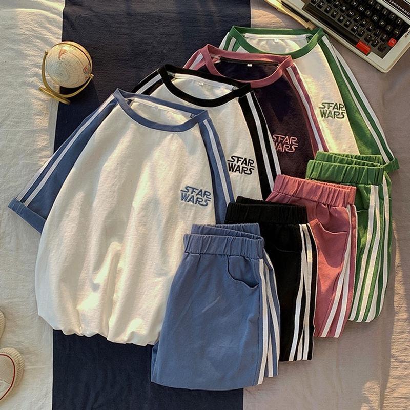 Áo Quần Bộ thể thao - Bộ thể thao nam nữ unisex sọc Star War - Bốn màu Đen Tím Xanh lá Xanh dương 3 Size M L XL Chạy Bộ Sport áo thun