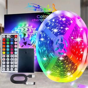5 V 3535 RGB LEDストリップライト、44キーのリモートコントロール付きUSB電源LEDストリップライト、TVバックライト、キャビネット、ワインキャビネットに適しています。