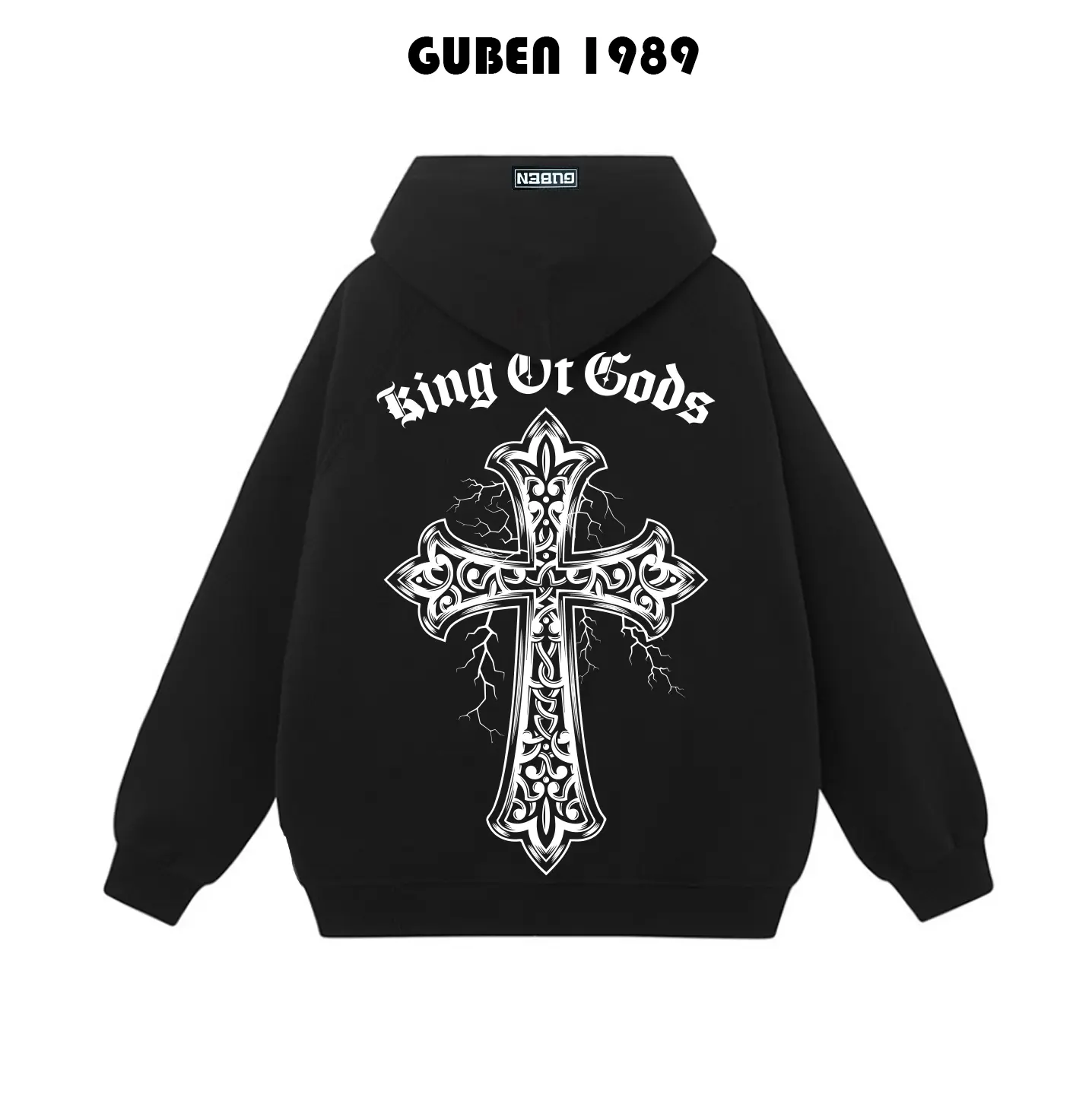GUBEN -1989 Hoodie Áo  Nỉ Dài Tay  in Thánh Giá Full Lưng - Menswear Áo Tay Dài
