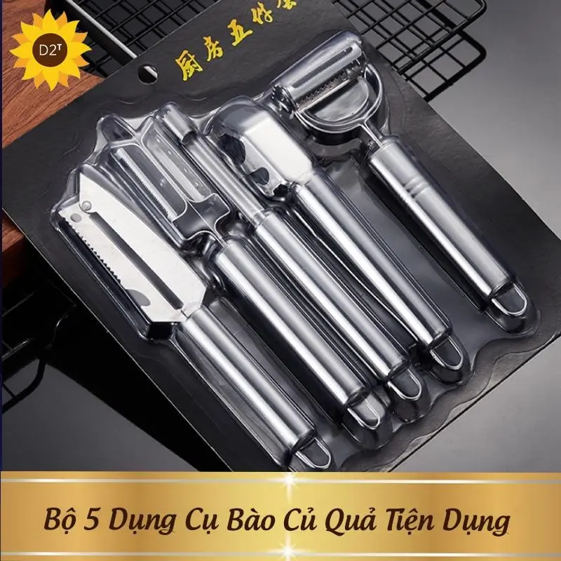 Bộ 5 Dụng Cụ Bào Củ Quả Tiện Dụng Đa Năng Chất Liệu Inox 304