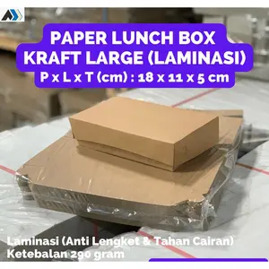 (100 PCS) Paper Lunch Box Kotak Makan Ukuran 18x11x5 cm (Lunchbox Large) Laminasi Tebal 290 gram/gsm Coklat Polos - Lunch Box Kertas, Dus Box, Dus Nasi, Kemasan Makanan Take Away, Kemasan Makanan Kertas, Tray Paper Kertas, Box Kue Kitchenware