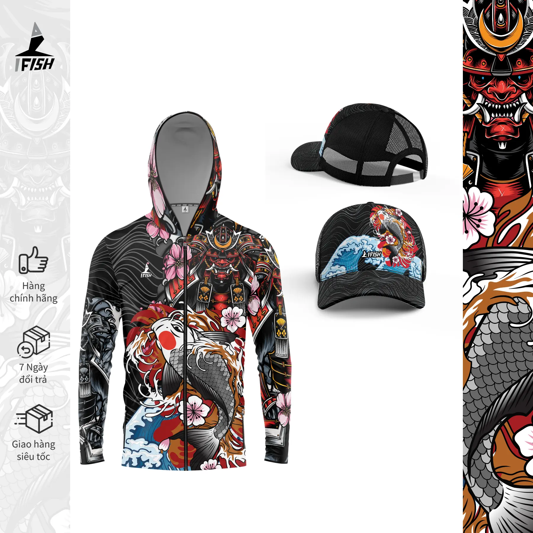Áo Câu Cá Chống Nắng SAMURAI IFISH, Thoáng Mát, Chống Tia UV dành cho AE Cần Thủ Của Nhà Ifish