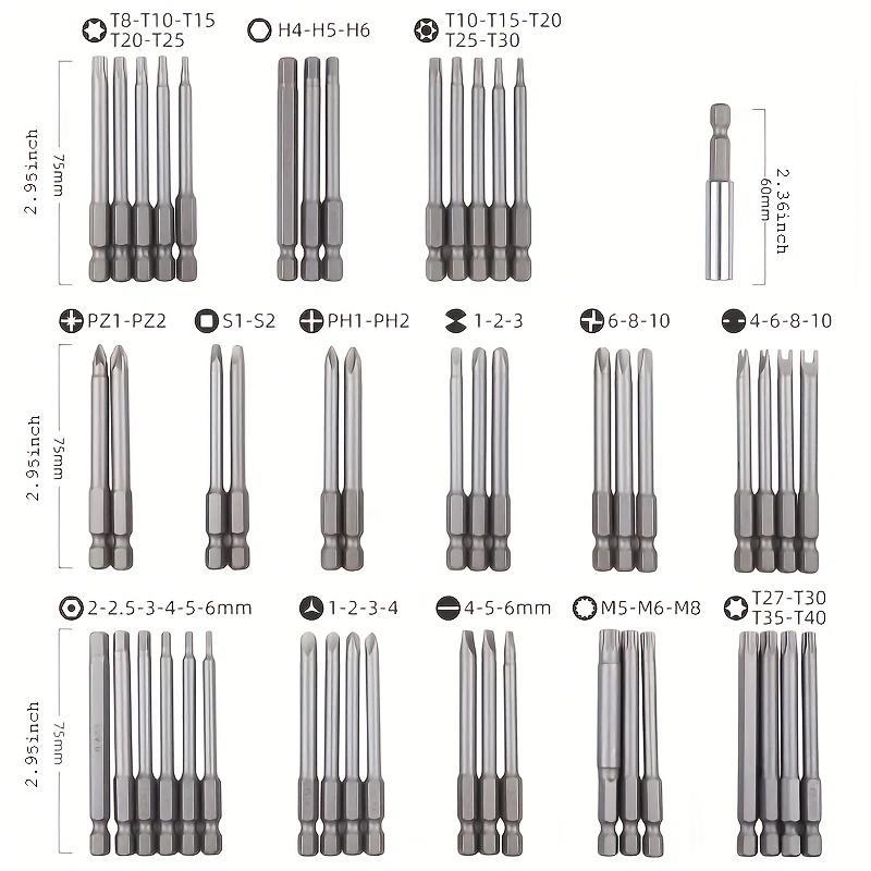 Magnetic Screwdriver Bit Set, Long Safety Bit, 1/4" Hex Shank Flower Key Bit, Multifunctional Magnetic Screwdriver Bit Set 3