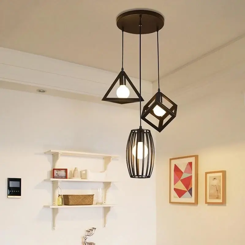 Lampu Gantung Minimalis Hias Plafon Ruang Tamu Dekorasi Rumah Vintage Modern Besi 2