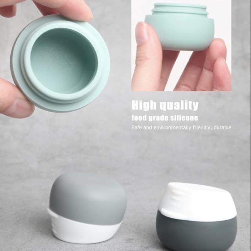 Product Introduction of Silicone Travel Jar, 4 Counts/set Mini Leak Proof Travel Container with Lid, Portable Storage Jar for Toiletries, Face, Body, Hand Cream 4