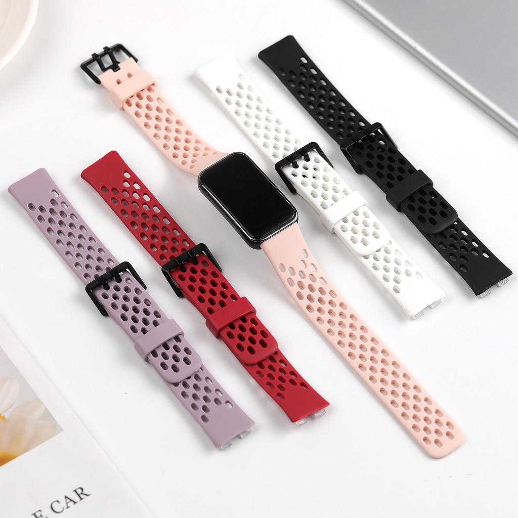 Tali Jam Tangan Sport Soft Silicone Strap for Huawei Band 10 9 8 Strap Adjustable Replacement Rubber Band Wristband Breathable Bracelet Belt Accessories  Smartwatch for Huawei Band 8 9 10 NFC Watchband Accessories